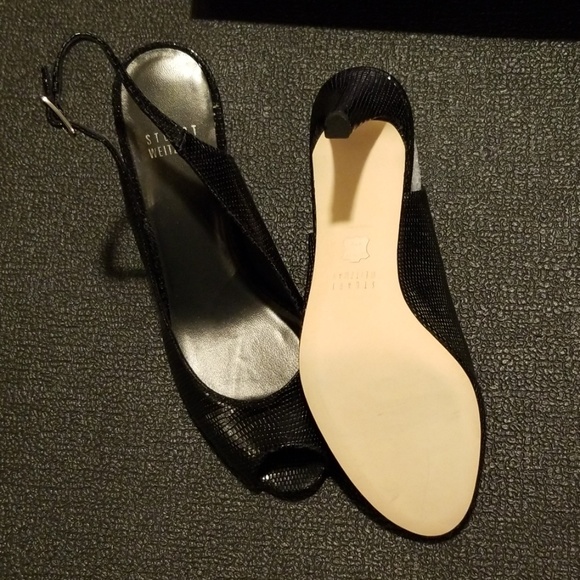 Sz 6.5Ladys open to slinky slingback black heels - Picture 5 of 7